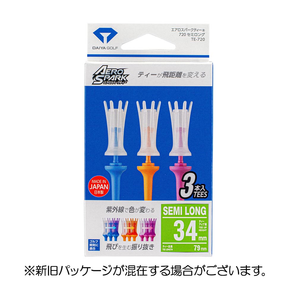 ダイヤゴルフ（DAIYA_GOLF） エアロスパークティー 720セミロング（3本入） TE-720