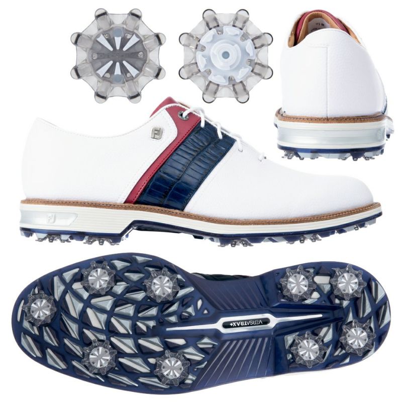 フットジョイ（FOOTJOY） DRYJOYS プレミア パッカード レース ソフトスパイクシューズ 53932 ホワイト/ネイビー/レッド  2021