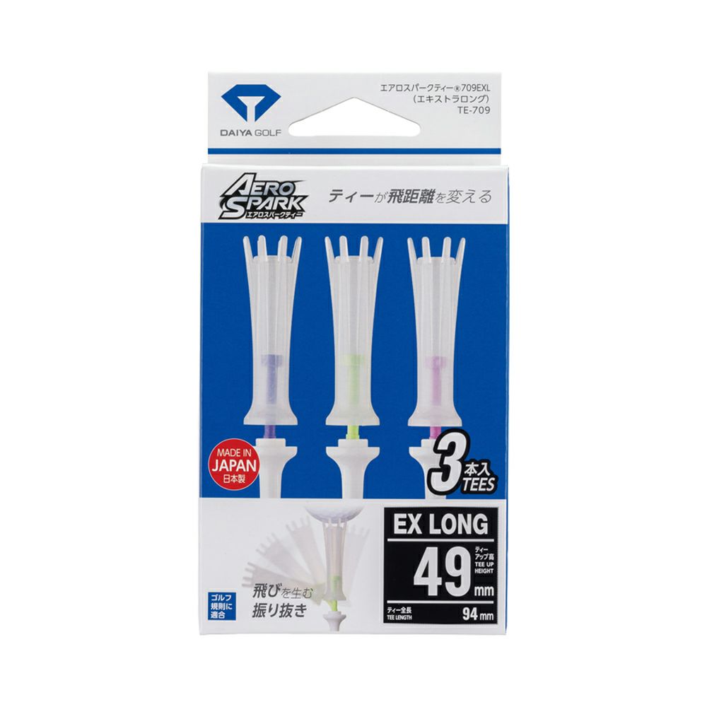 ダイヤゴルフ（DAIYA_GOLF） エアロスパークティー EXロング 3本入り TE-709