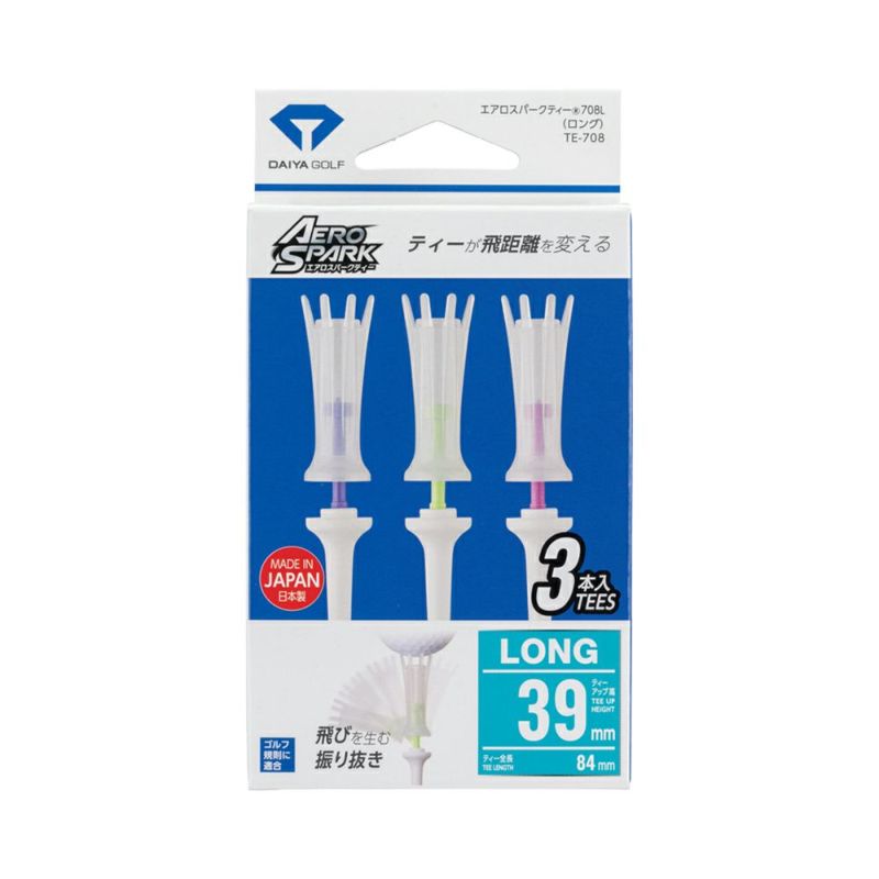 ダイヤゴルフ（DAIYA_GOLF） エアロスパークティー ロング 3本入り TE-708