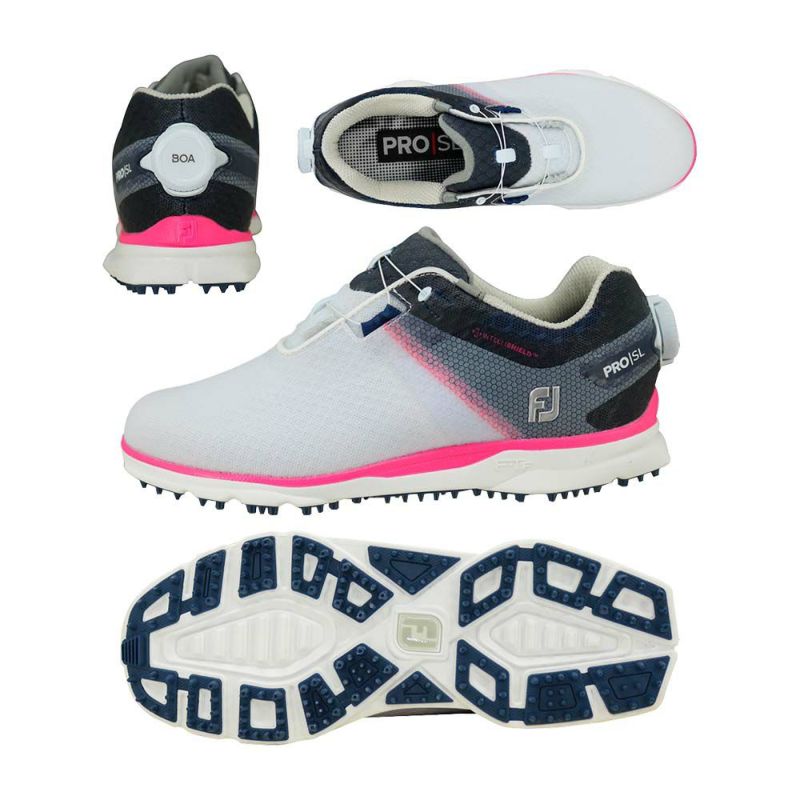 フットジョイ（FOOTJOY） 【レディース】 PRO/SL スポーツ Boa スパイクレスシューズ 98160 ホワイト/ネイビー/ピンク  2022