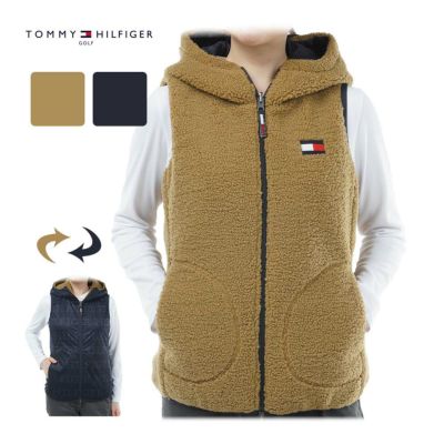 トミーヒルフィガー（Tommy_Hilfiger） リバーシブルボアフリースベスト THLA374 レディースゴルフウェア 2023秋冬