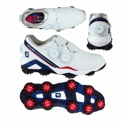 フットジョイ（FOOTJOY） TOUR-ALPHA トリプル Boa ソフトスパイクシューズ 55547 ホワイト/ネイビー/レッド 2024