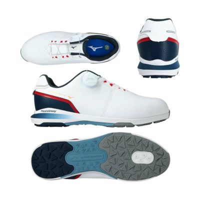 ミズノ（Mizuno） NEXLITE ENERZY Boa スパイクレスシューズ 51GQ2450 （62）ホワイト/ネイビー 『4E』『軽量』『防水』 2024