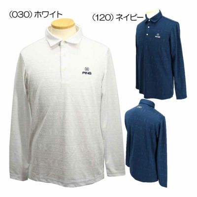 ピン（PING） Mr.PING凸凹ボーダージャガード長袖ポロシャツ 621-4261801 メンズゴルフウェア 2024秋冬【最終処分価格】