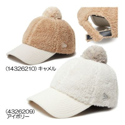 ニューエラ（New_Era） Womens 9FORTY ポンポン ロングバイザー ミンクフリース レディースゴルフキャップ 2024秋冬