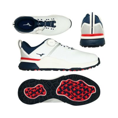ミズノ（Mizuno） ハザードエナジー Boa スパイクレス メンズシューズ 51GQ2501 (01)オフホワイト/ネイビー/レッド 『4E』『防水』