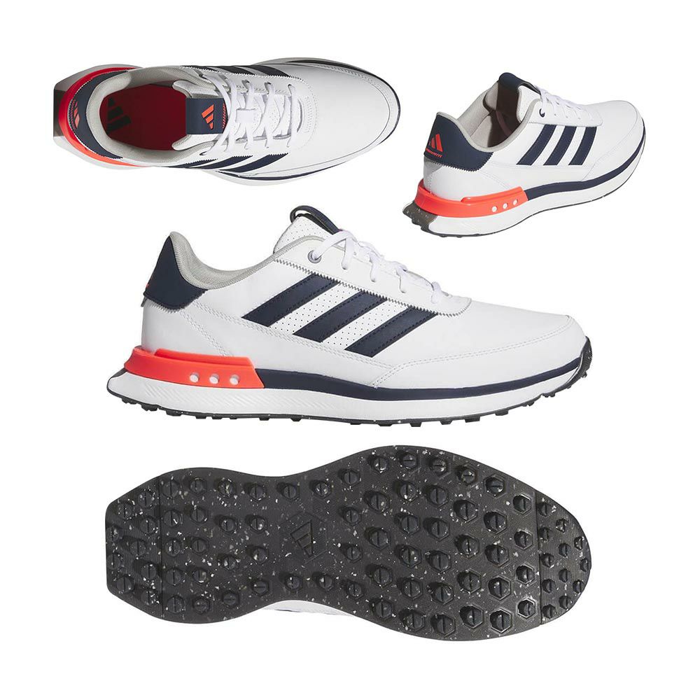 S2G SL レザー スパイクレス IH8523 ホワイト/ネイビー/レッド 2025