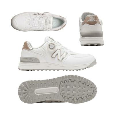 ニューバランス（New_Balance） 574 v4 SL Boa レディーススパイクレスシューズ WG574BA4 (2E) ホワイト/ゴールド 2025