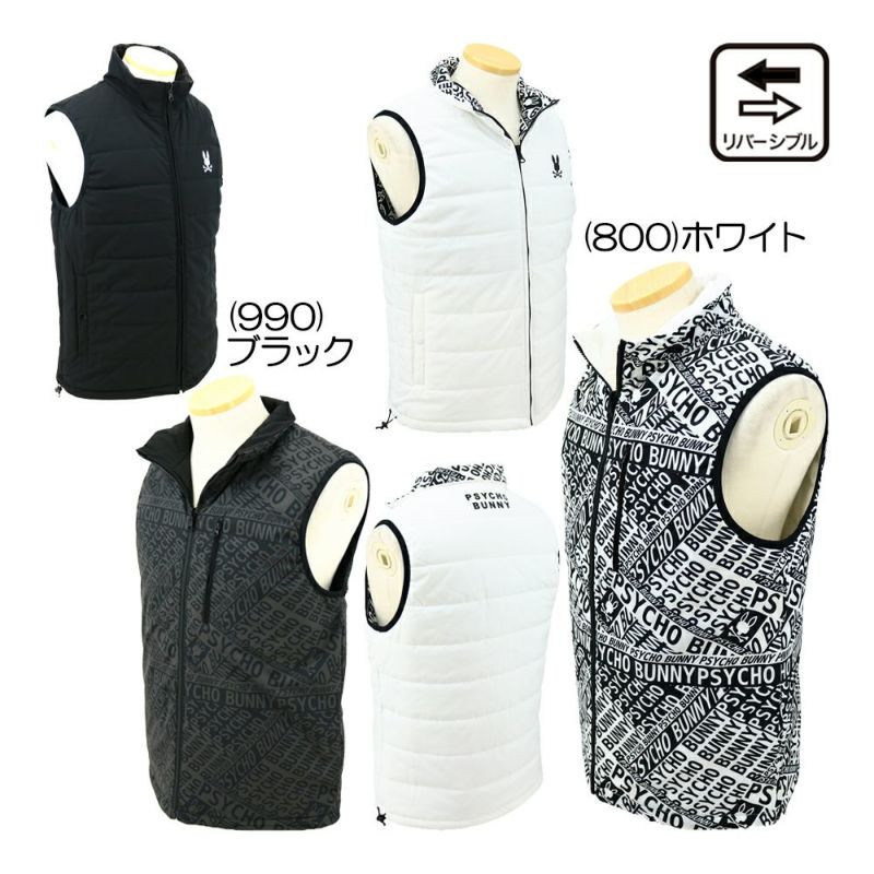 サイコバニー（PsychoBunny） 総柄フォントロゴ リバーシブルベスト